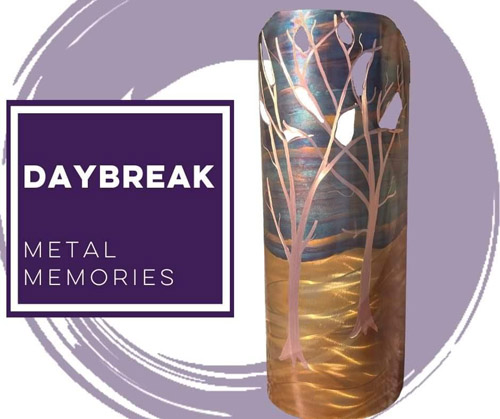 Online Art Festival Daybreak Metal Memories flame painted copper